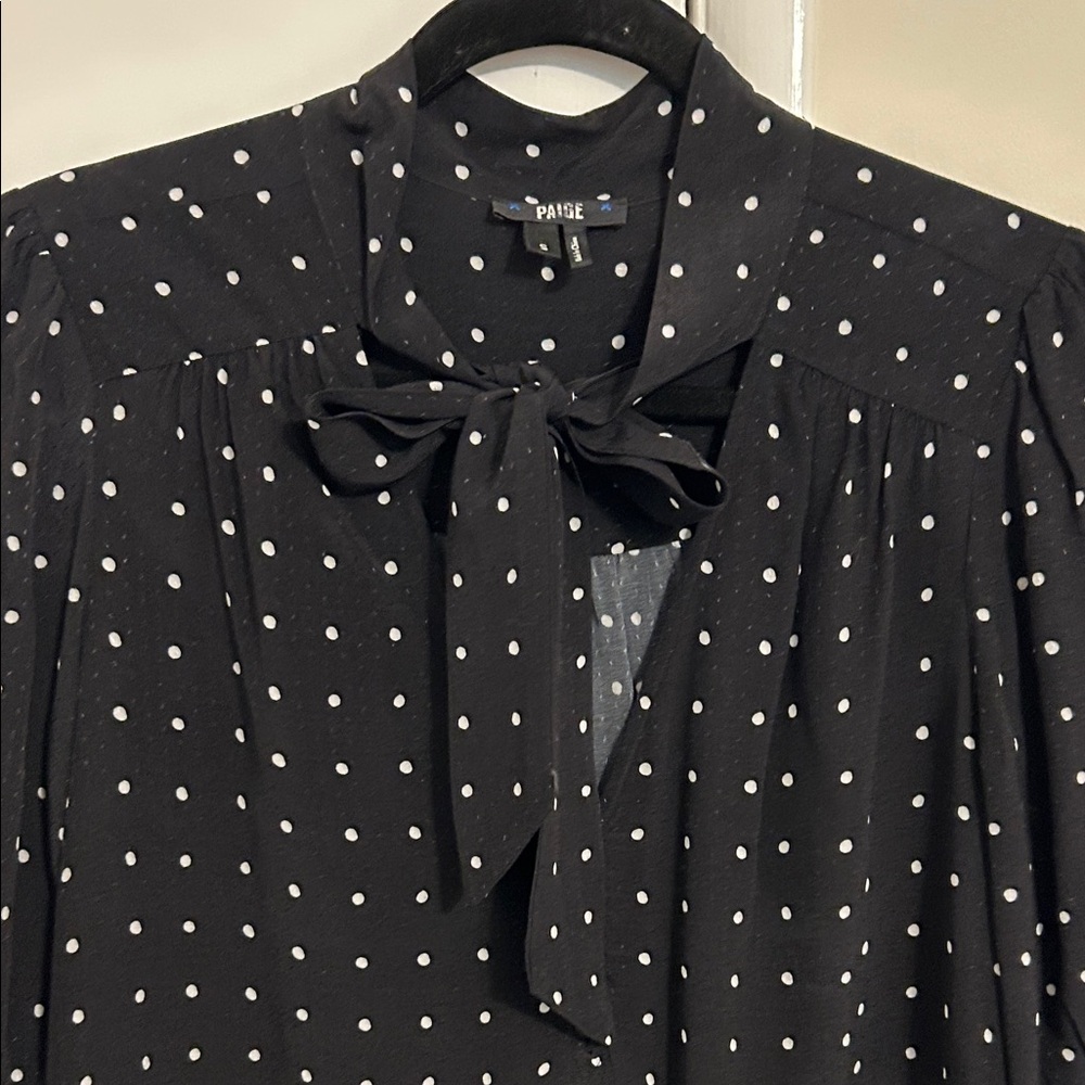 PAIGE Midnight Blouse with Ivory Dots - Picture 2 of 4